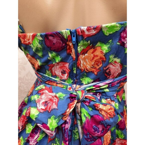 Y2K Floral Mini Bubble Dress Size 4 Vintage 2000s Sleeveless Coquette - Picture 9 of 12